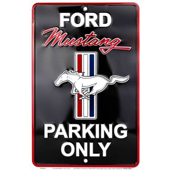 GE Black Aluminum Mustang Parking Only sign 8'' x 12''